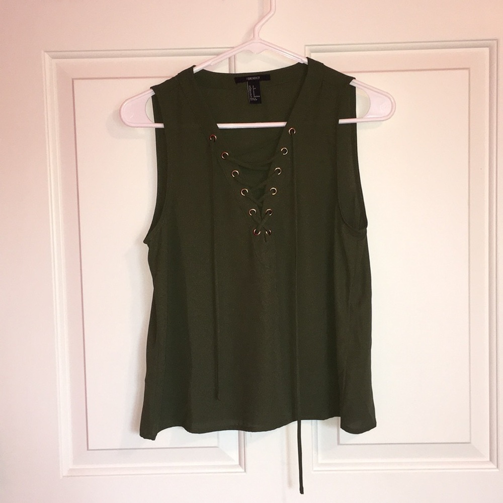 Forever 21 Lace up front tank top